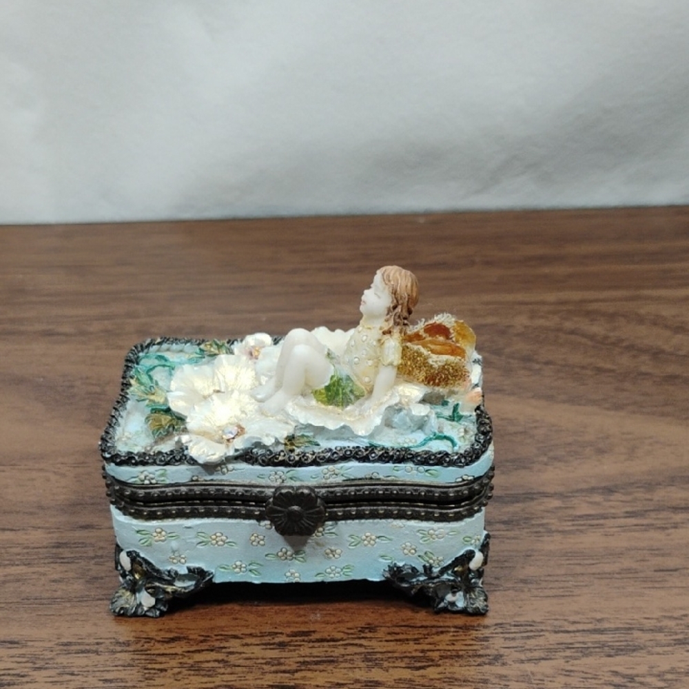 Decorative Trinket Box with Fairy Garden Design Made Of Resin
